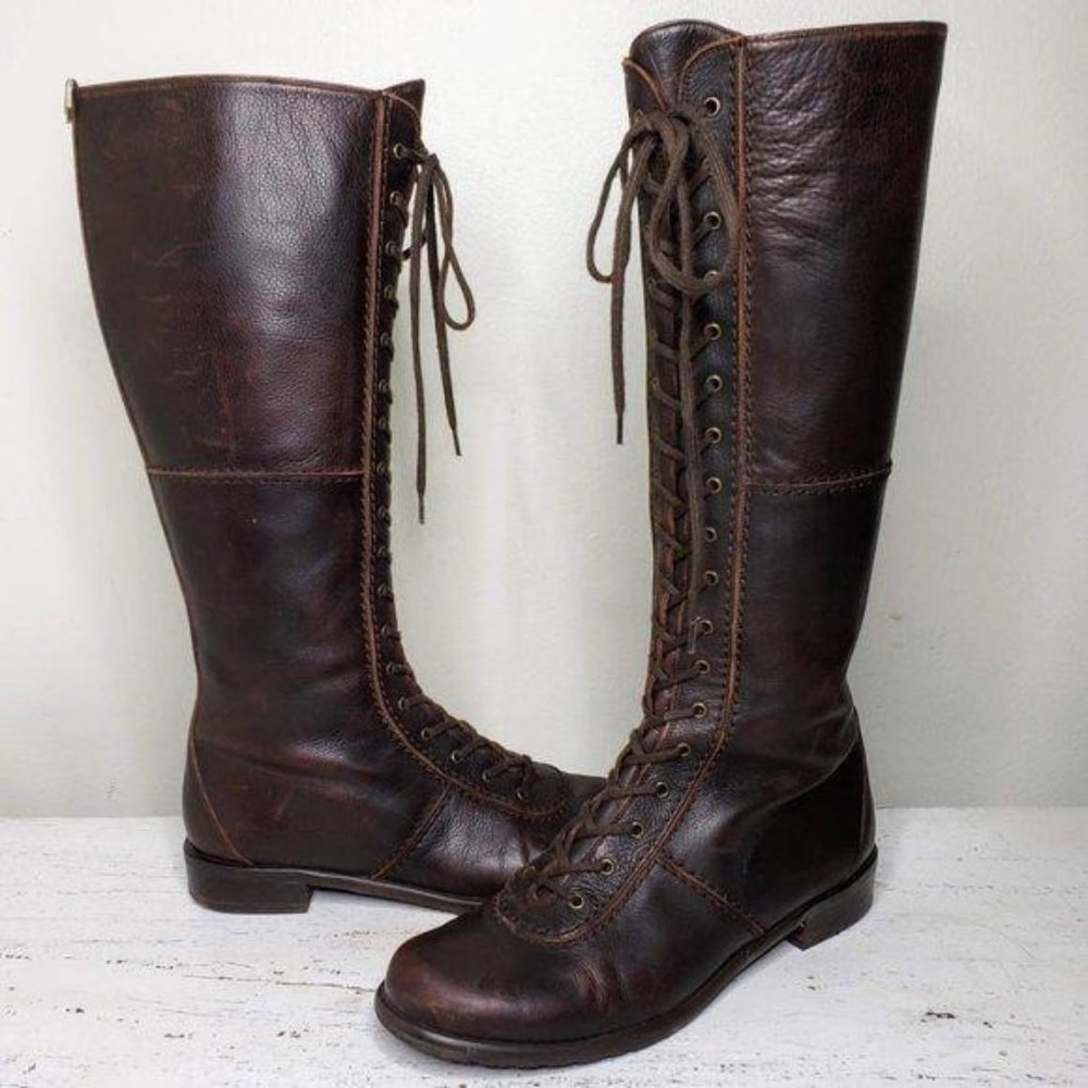 STUART WEITZMAN Tall Leather Lace-up Combat Boots